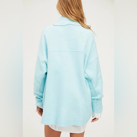 FREE PEOPLE blue afterglow mock neck sweater - Picture 2 of 7